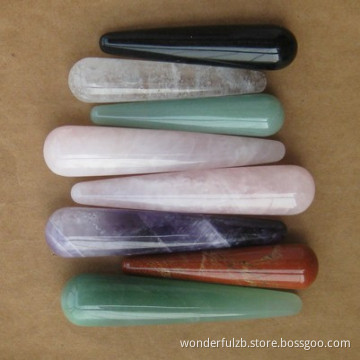 carved mixed natural gemstone healing crystal wands